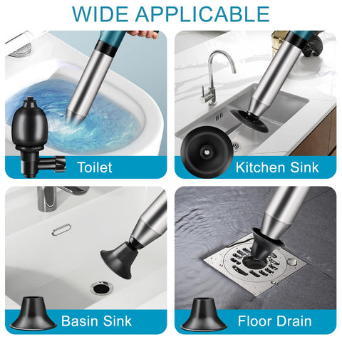Omont gloves and toilet auger included for complete unclogging kit.