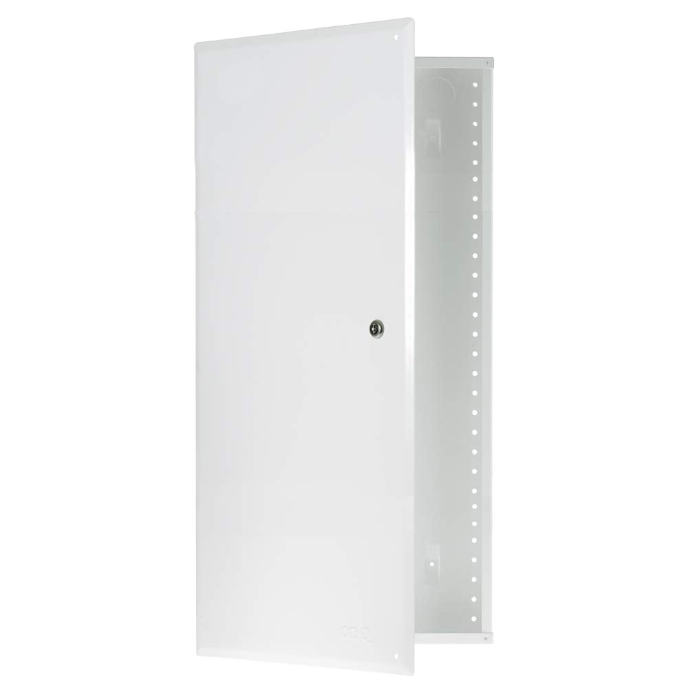 On-Q 28 structured enclosure with hinged cover lock for tidy wall installs