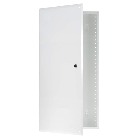 On-Q 28 structured enclosure with hinged cover lock for tidy wall installs