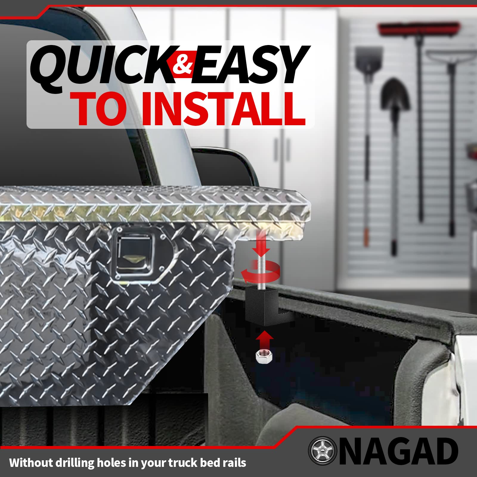 ONAGAD no-drill installation process on pickup bed