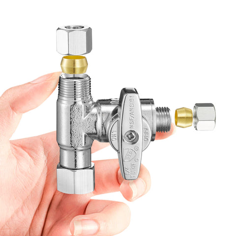 Ondiomn add-a-tee valve body in chrome finish for durable piping connections