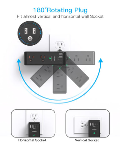 One Beat 180-degree rotating AC plug enables flexible placement