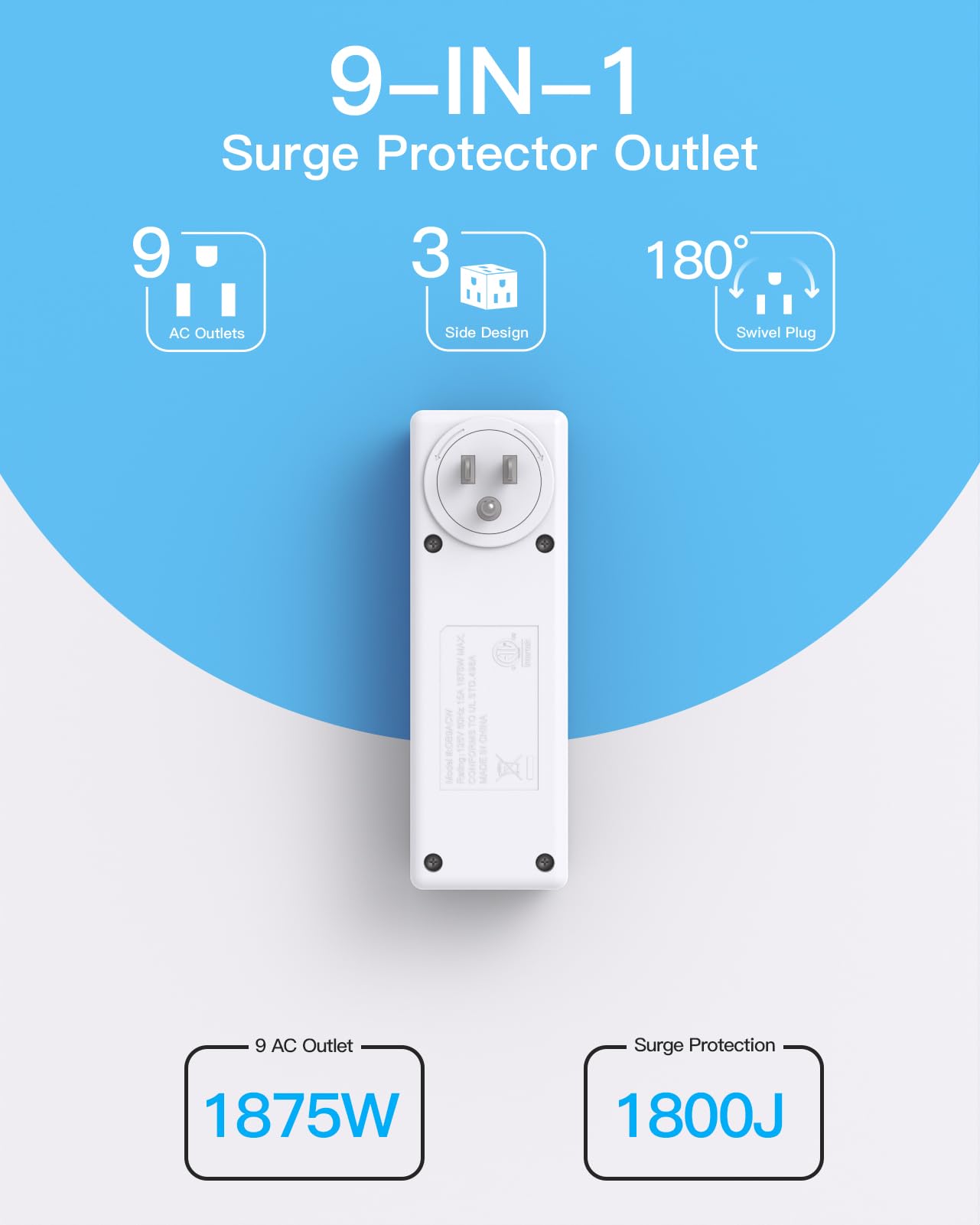 One Beat 1800J surge protector safeguards connected devices against spikes.