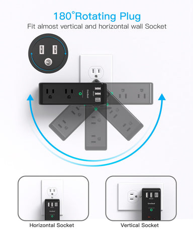One Beat 1800 Joules surge protector guards electronics against spikes.