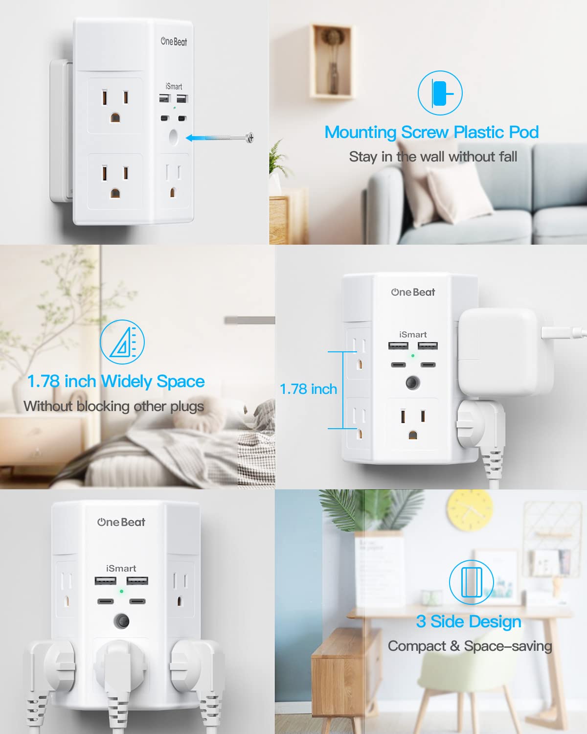 One Beat 2-pack four USB ports for mobile devices charging