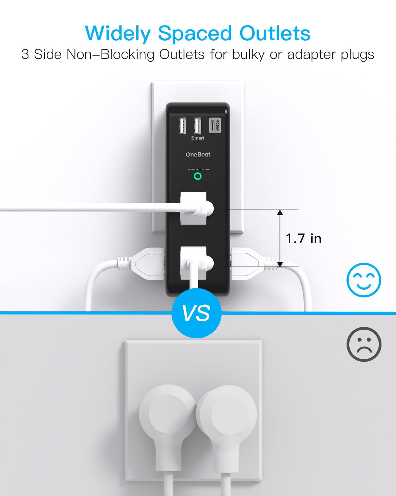 One Beat ETL certified safety features protect devices with over current and short circuit safeguards.