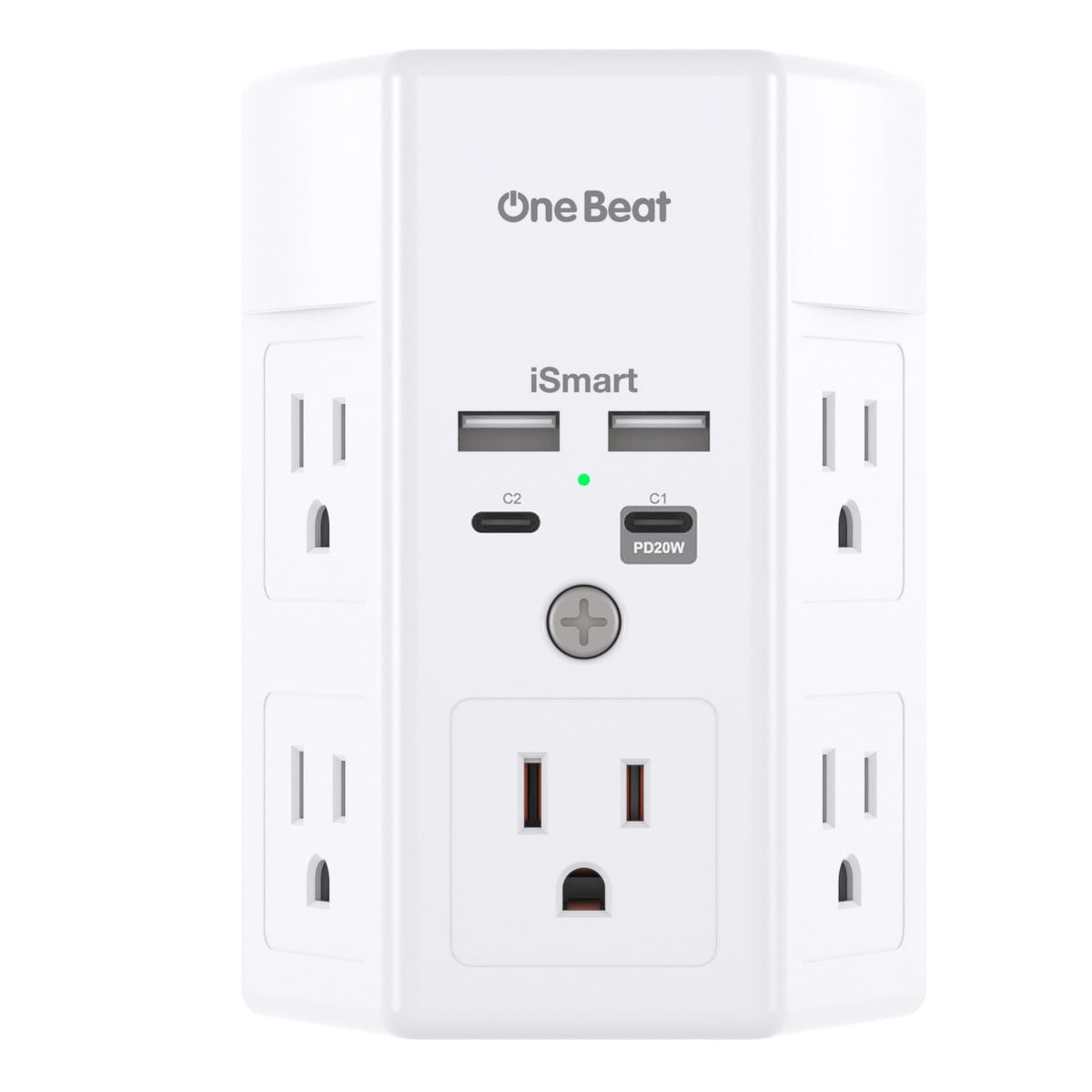 One Beat 3-sided design outlet provides extra space for large adapters