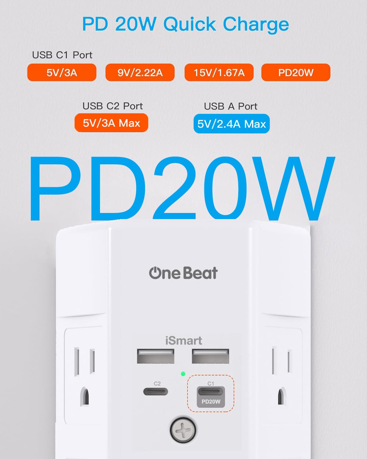 One Beat multi-plug outlet offers five AC ports for simultaneous charging
