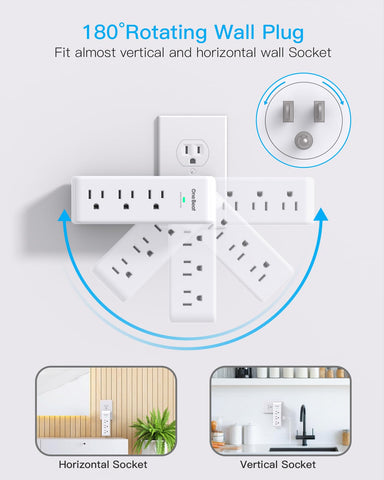 One Beat rotating plug demonstrates 180-degree flexibility for vertical or horizontal outlets.