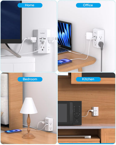 One Beat 3-sided power strip ideal for home office or dorm rooms