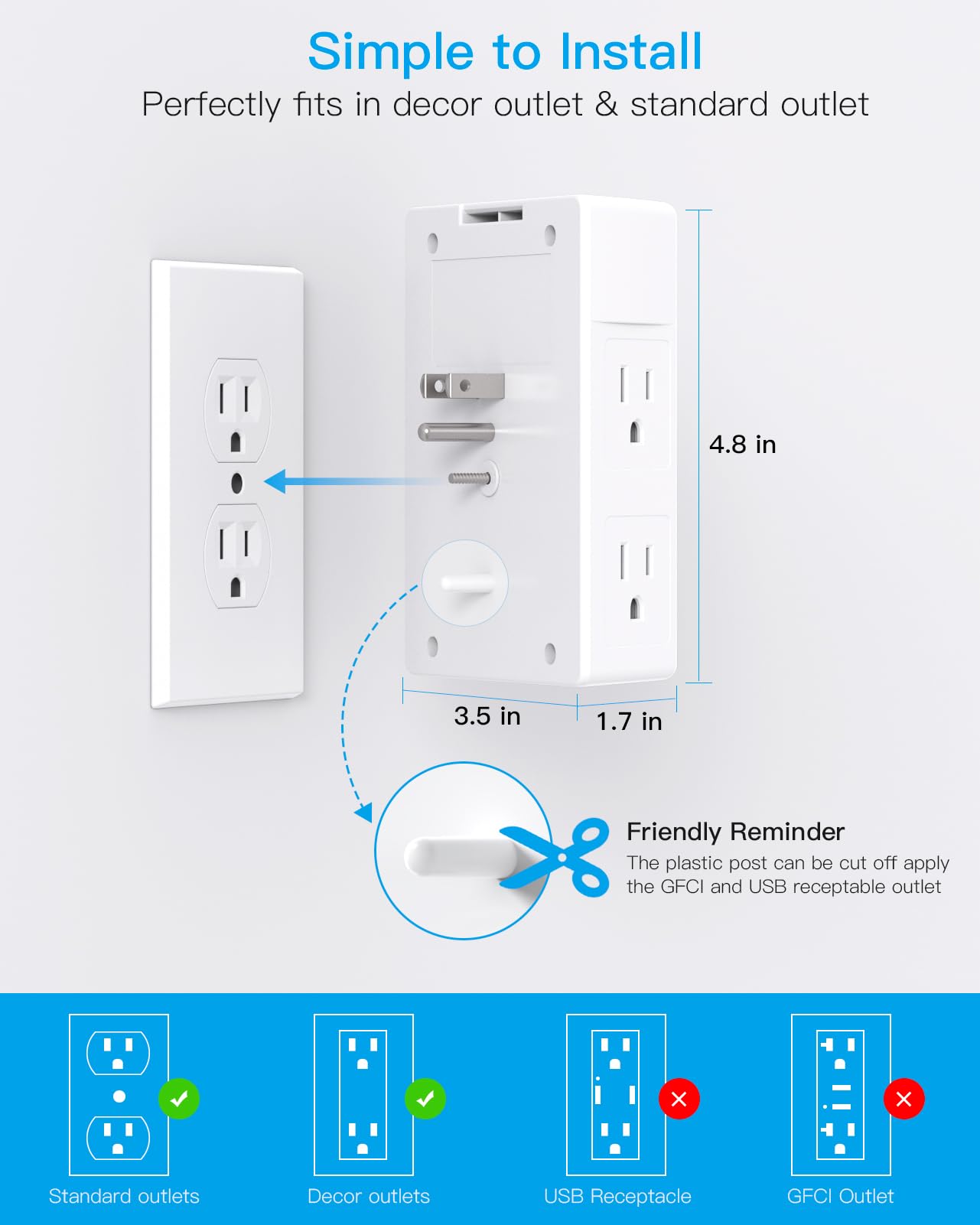 One Beat wall-mountable outlet keeps cords organized and secure