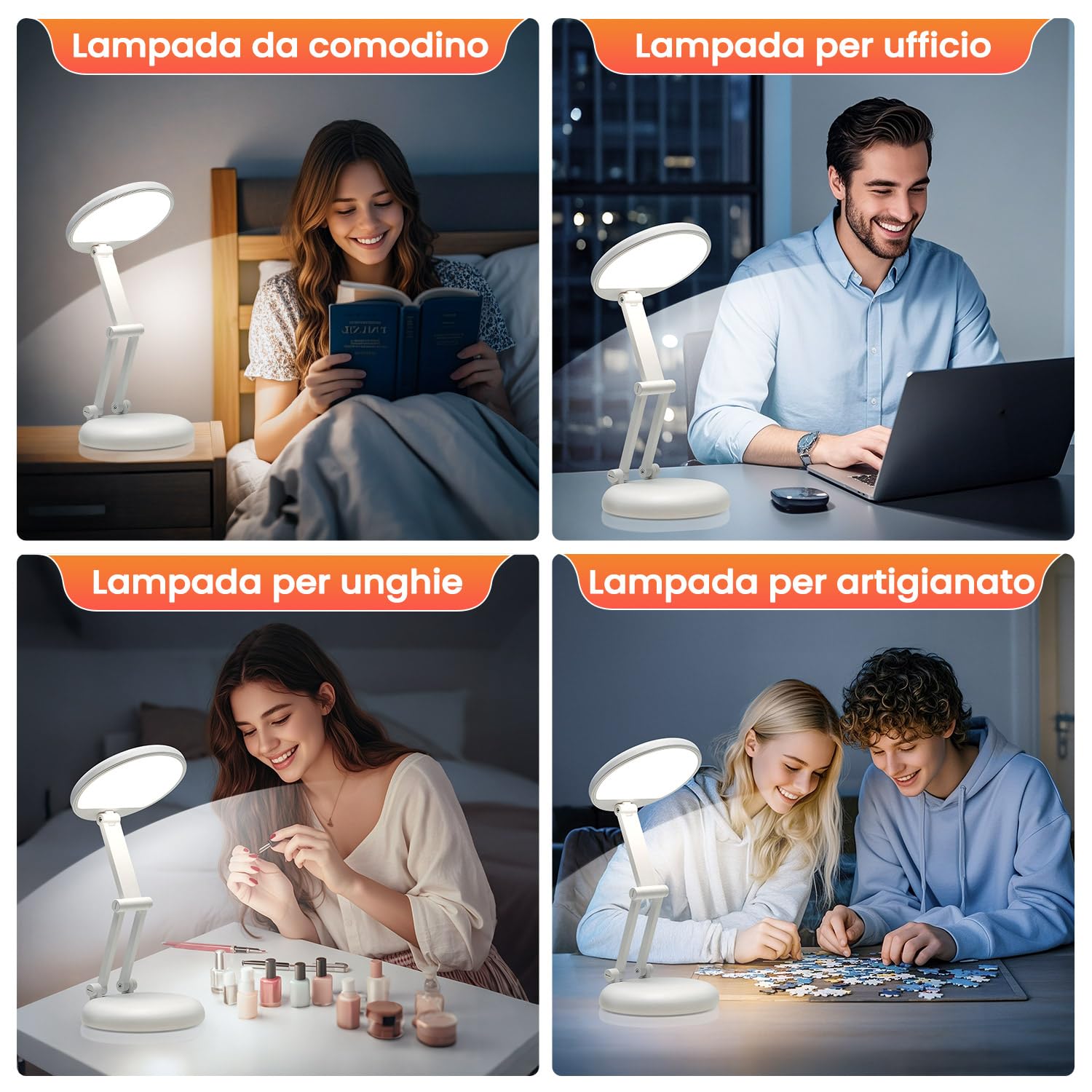 One Fire 10-level brightness LED desk lamp for versatility.
