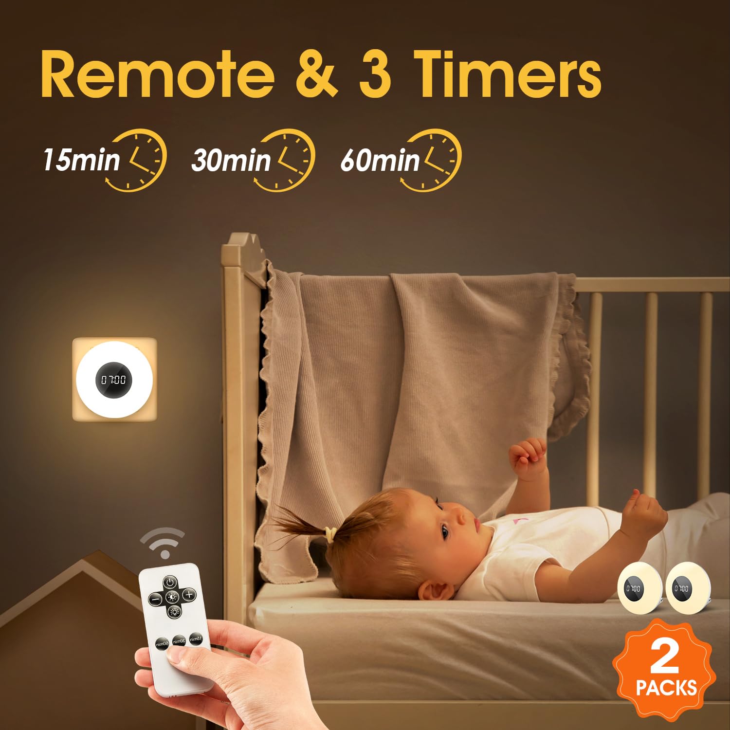 One Fire bathroom night light provides energy-efficient illumination near outlets.