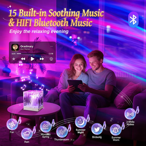 One Fire Bluetooth speaker delivers clear audio with aurora lighting.