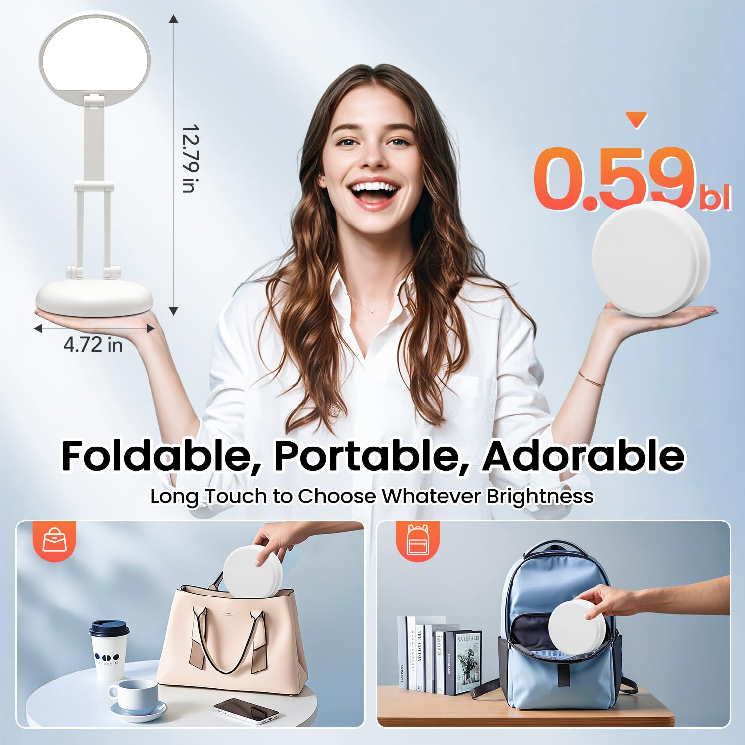 One Fire cordless desk lamp battery-powered for wireless convenience.