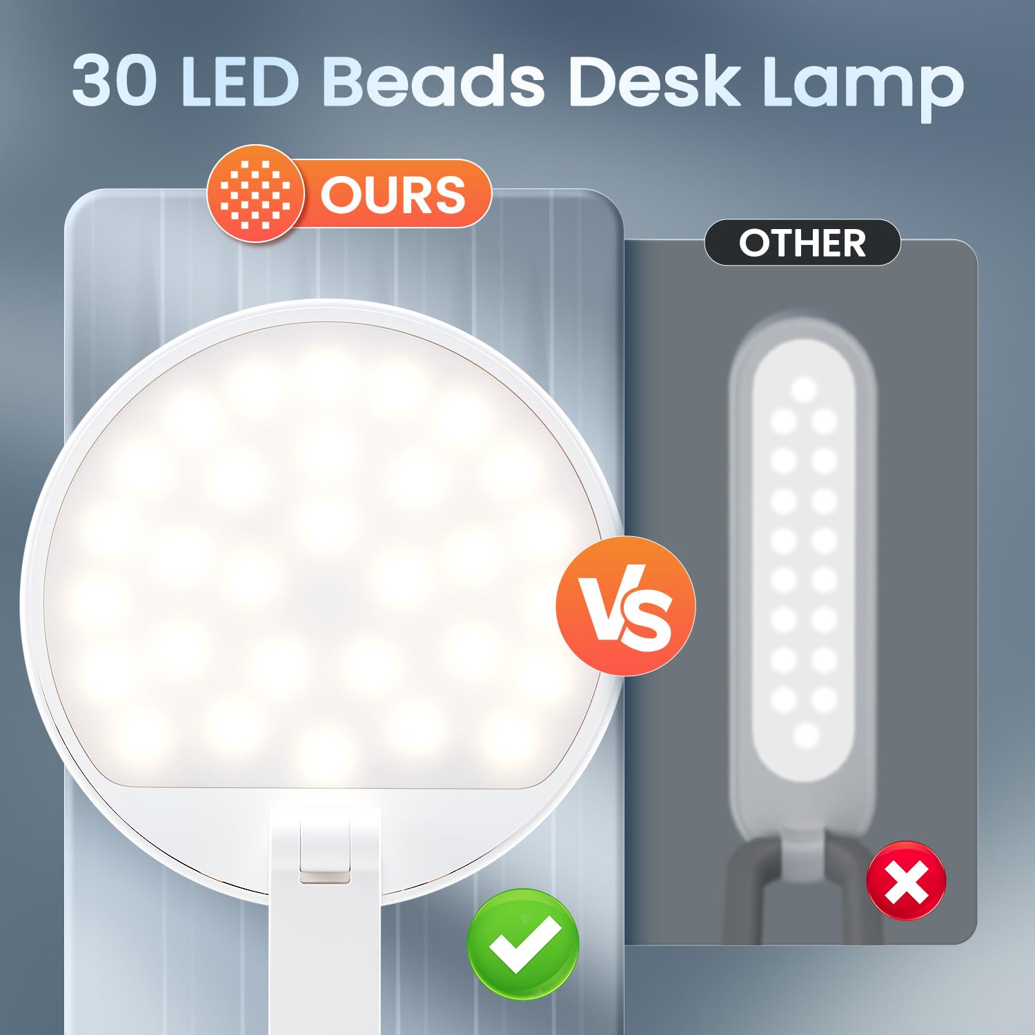 One Fire cordless desk lamp eye-caring LED reduces glare for comfortable reading.