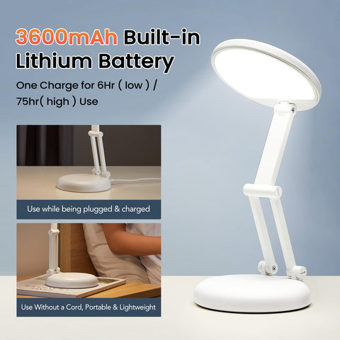 One Fire cordless desk lamp non-glare LED ideal for late-night study.