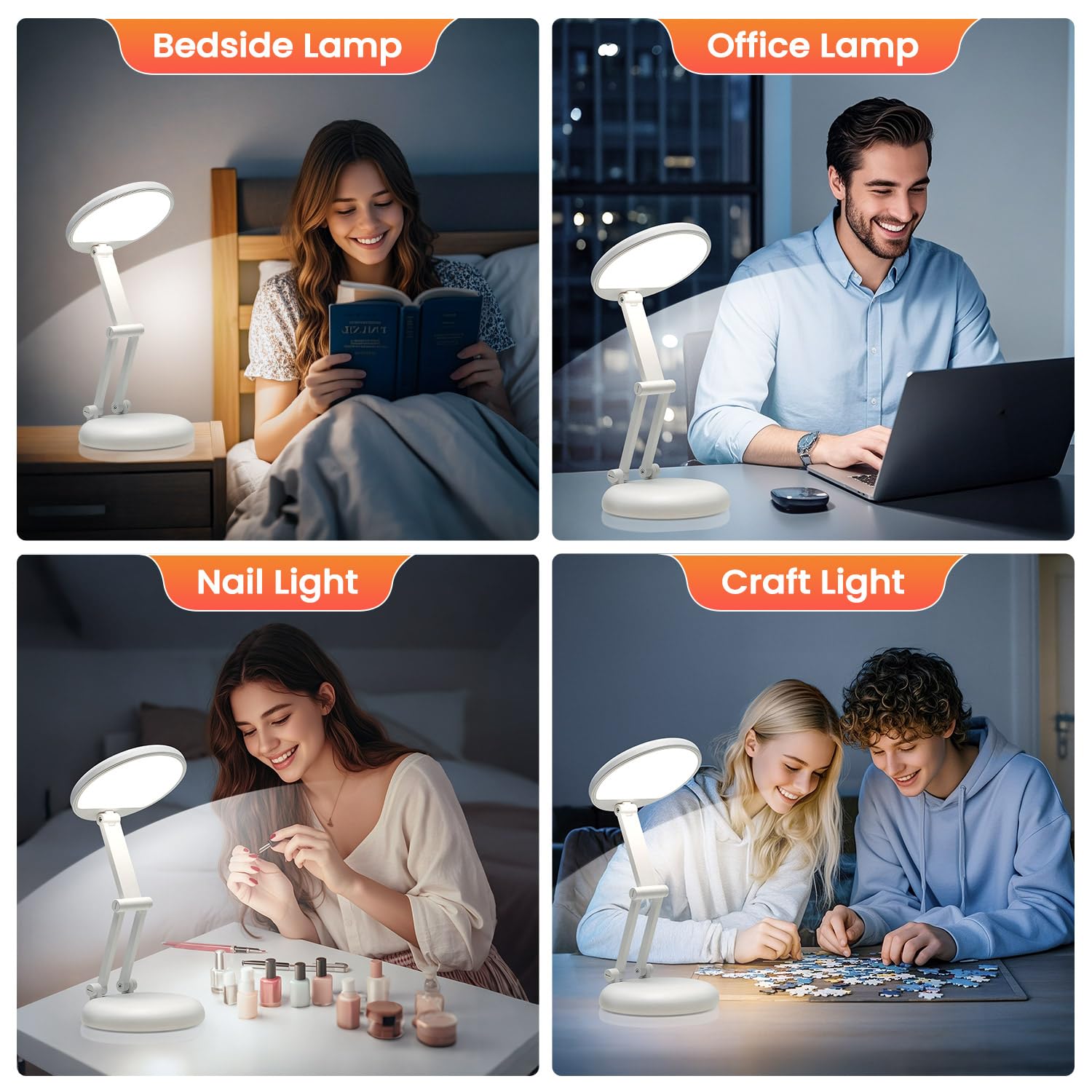 One Fire cordless desk lamp portable study light for desks and travel.