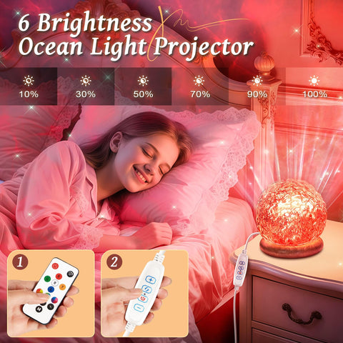 One Fire dimmable ocean projector offers tailored brightness for any moment.