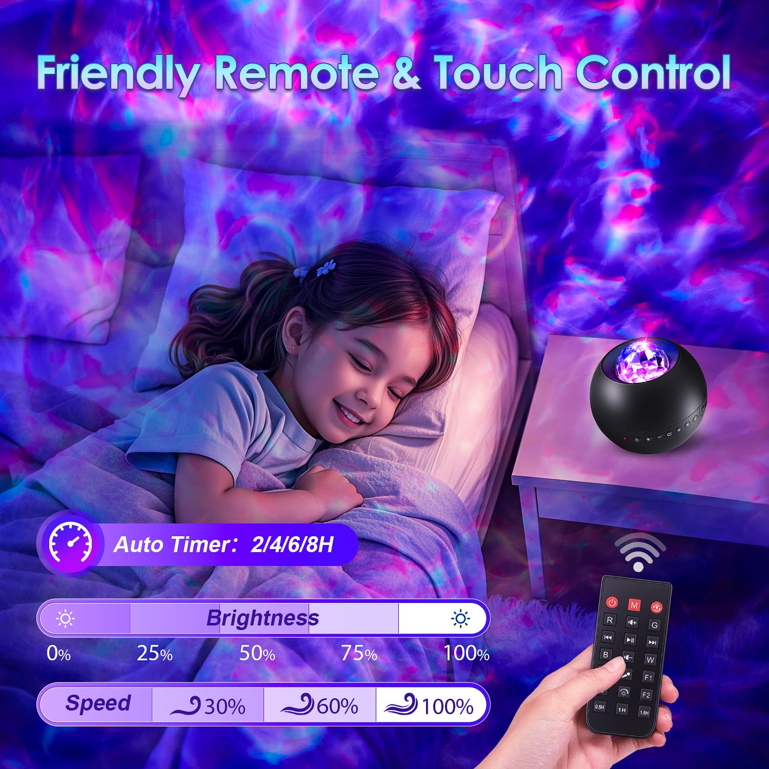 One Fire Galaxy Projector Bluetooth speaker synchronizes music with visuals.
