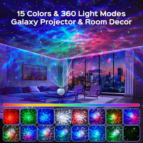 One Fire Galaxy Projector remote showing color and music options