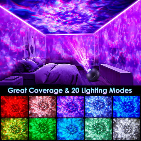 One Fire Galaxy Projector on wall displays immersive ambient lighting.