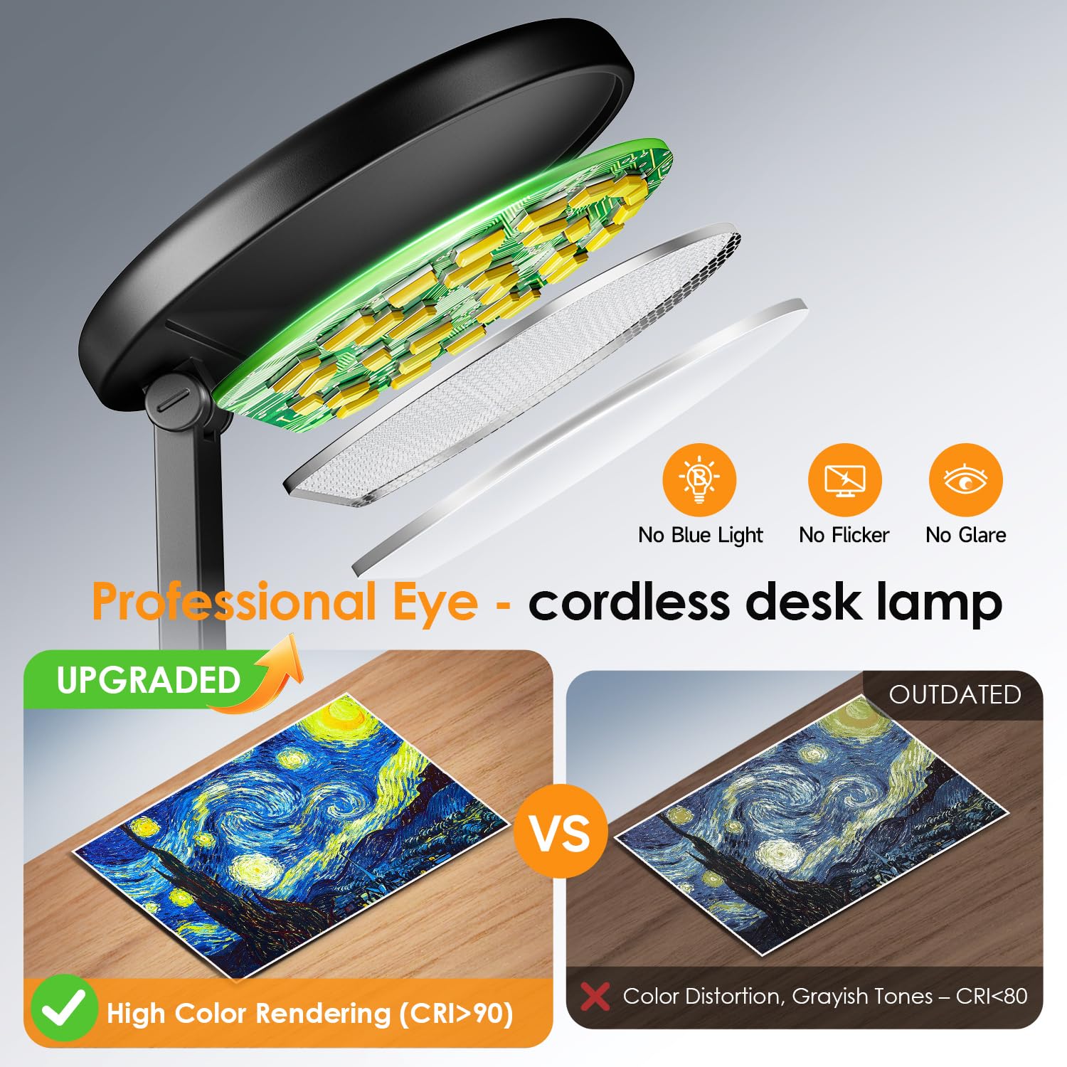 One Fire no-socket lamp frees desks from outlet limits anywhere.