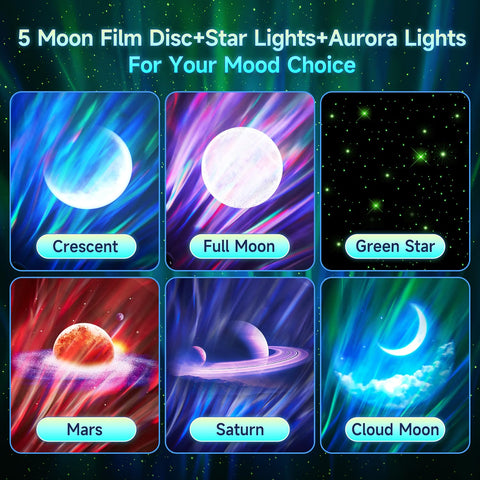 One Fire northern lights moon and stars projection creates relaxing, romantic setting.