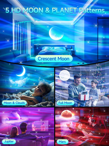 One Fire Northern Lights Projector displays 15 colors for vibrant ambiance