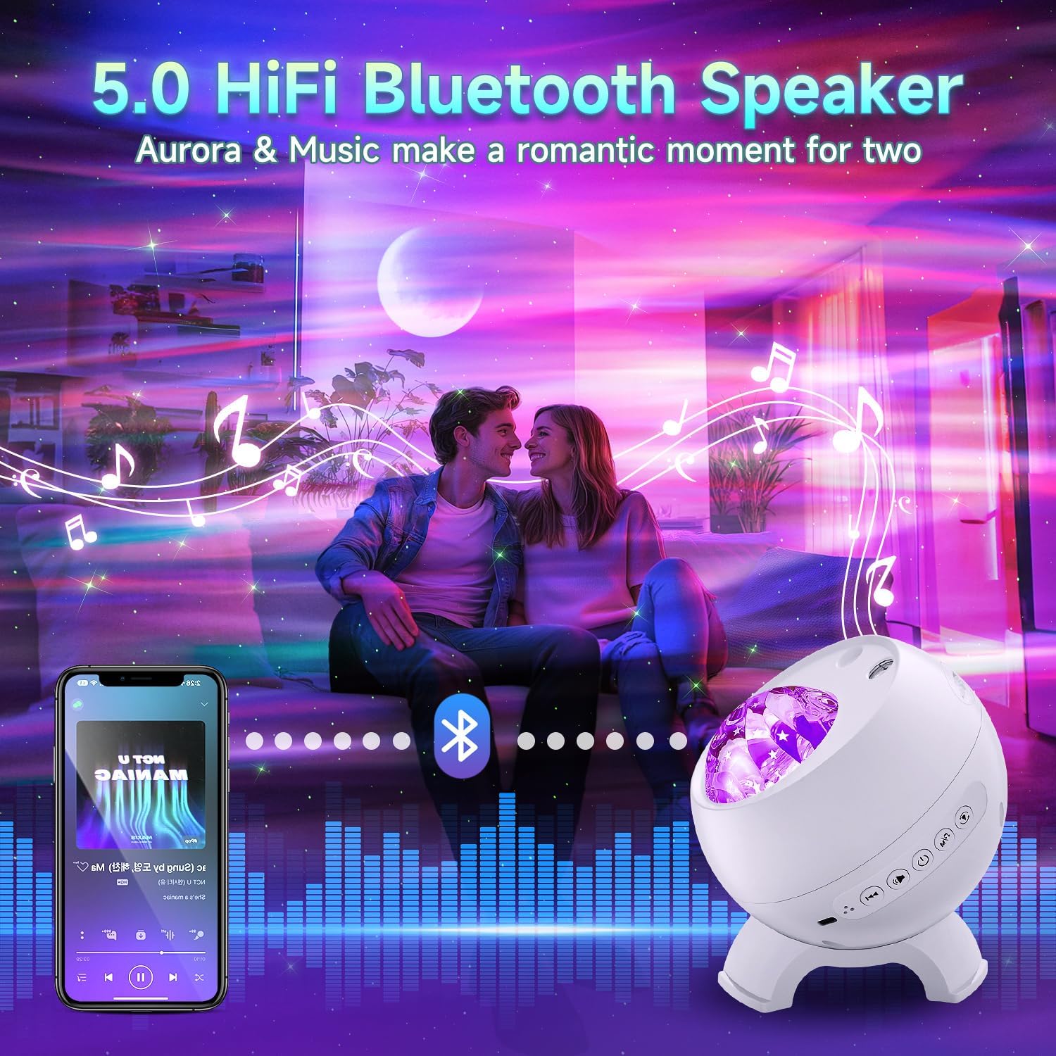 One Fire Northern Lights Projector dimmable brightness for customizable ambiance