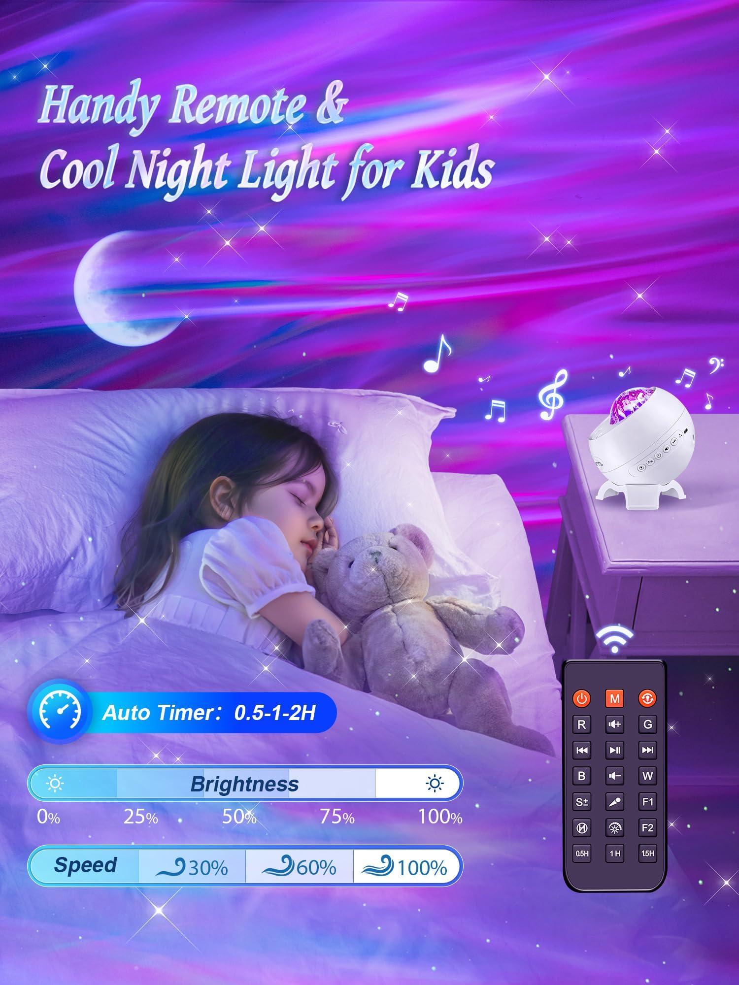 One Fire Northern Lights Projector kids room creates soothing night light