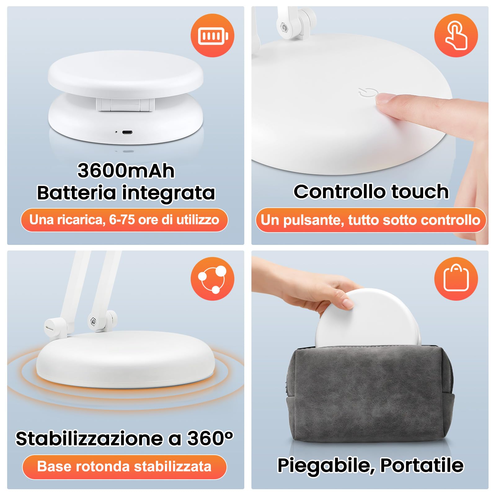 One Fire portable desk lamp suitable for outdoor use.