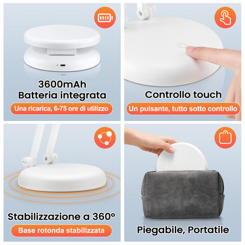 One Fire portable desk lamp suitable for outdoor use.