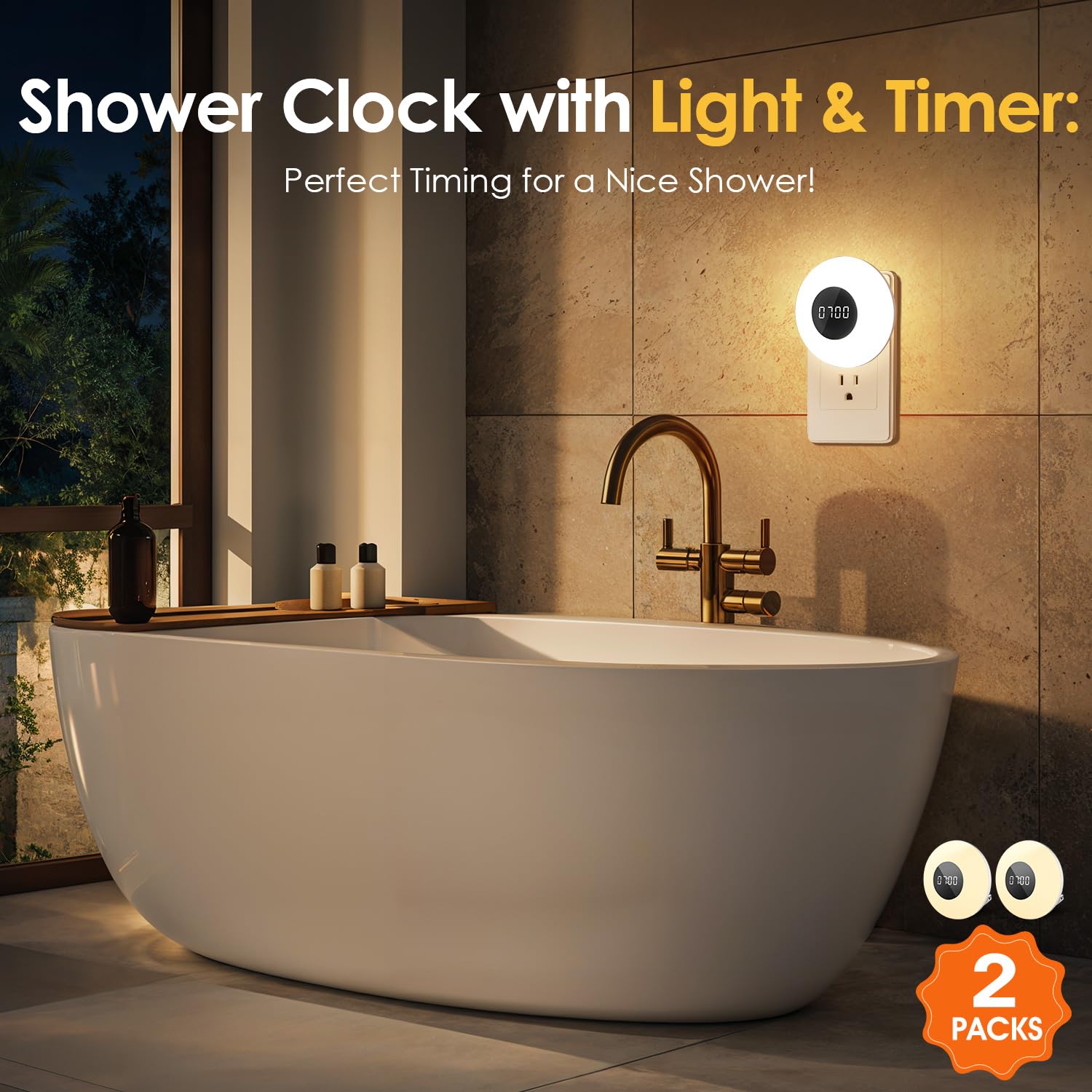One Fire wall clock with a sleek design for compact bathrooms.