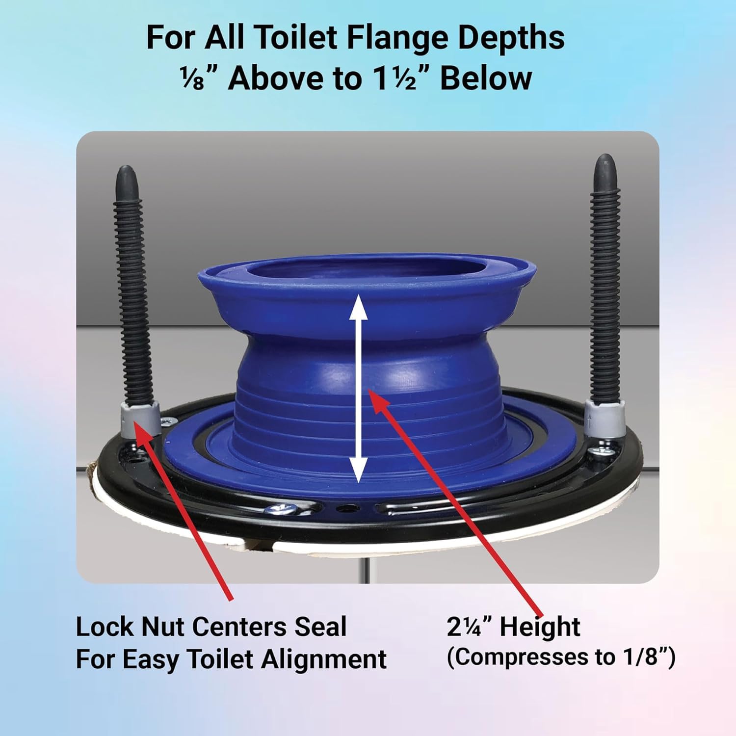 Bolt and cap assembly on One-N-Done kit ensures quick, wobble-free toilet installation