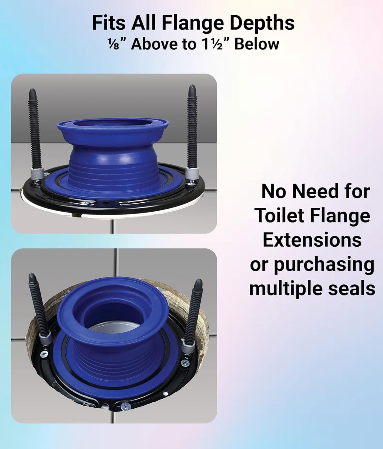 Self-adjusting seal adapts to flange depth for consistent sealing