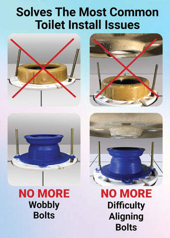 One-N-Done thick gasket providing dependable seal around the toilet base.