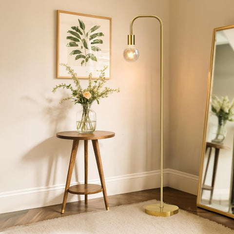 Oneach 63.75 inch industrial floor lamp with antique brass finish brightens living spaces.