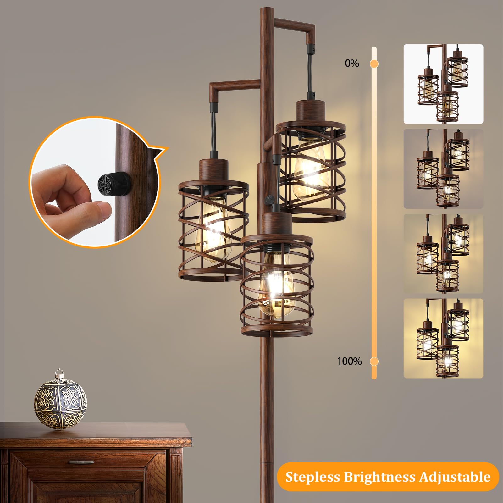 Oneach 70-inch lamp with three bulbs included for immediate warm lighting