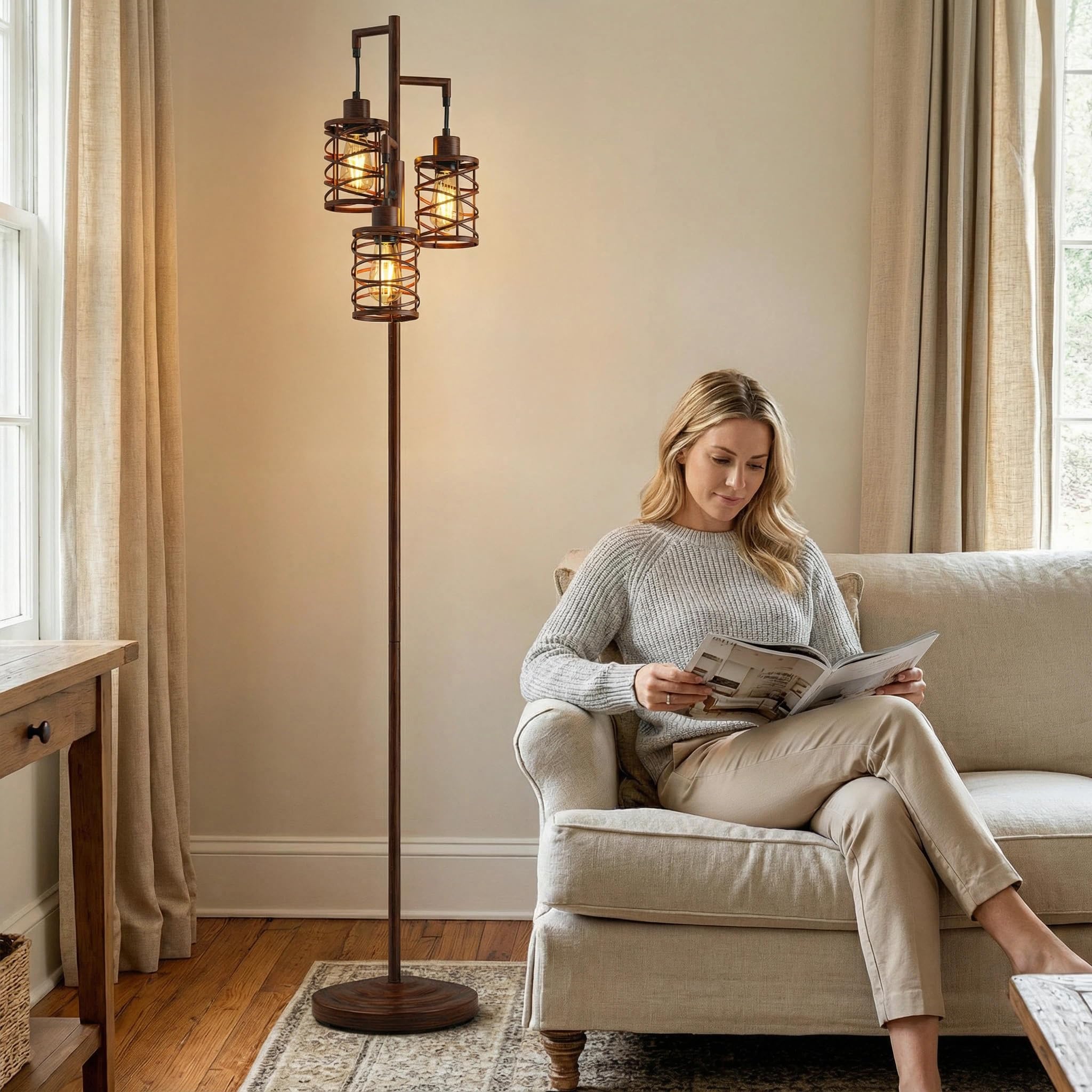 Oneach 70-inch lamp in living room setup creating layered lighting and ambience