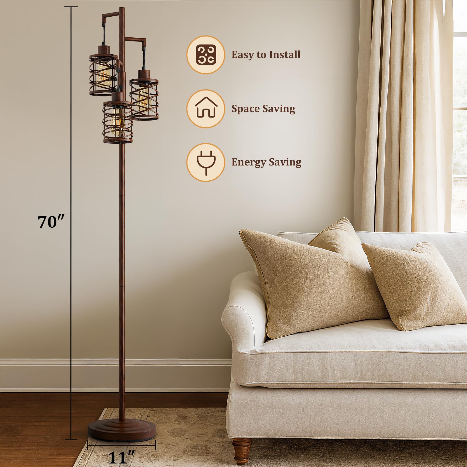Oneach 70-inch lamp metal frame emphasizing durability and solid base