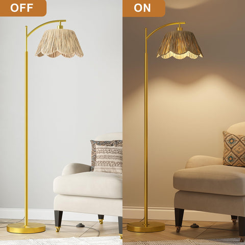 Oneach Arc lamp uses an E26 base for customizable bulb options.