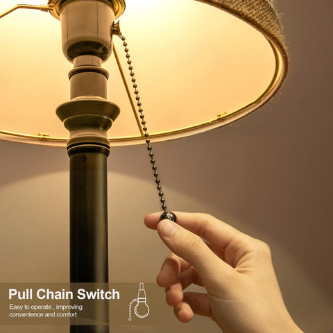 Oneach bedside lamp on nightstand provides accessible night time lighting.