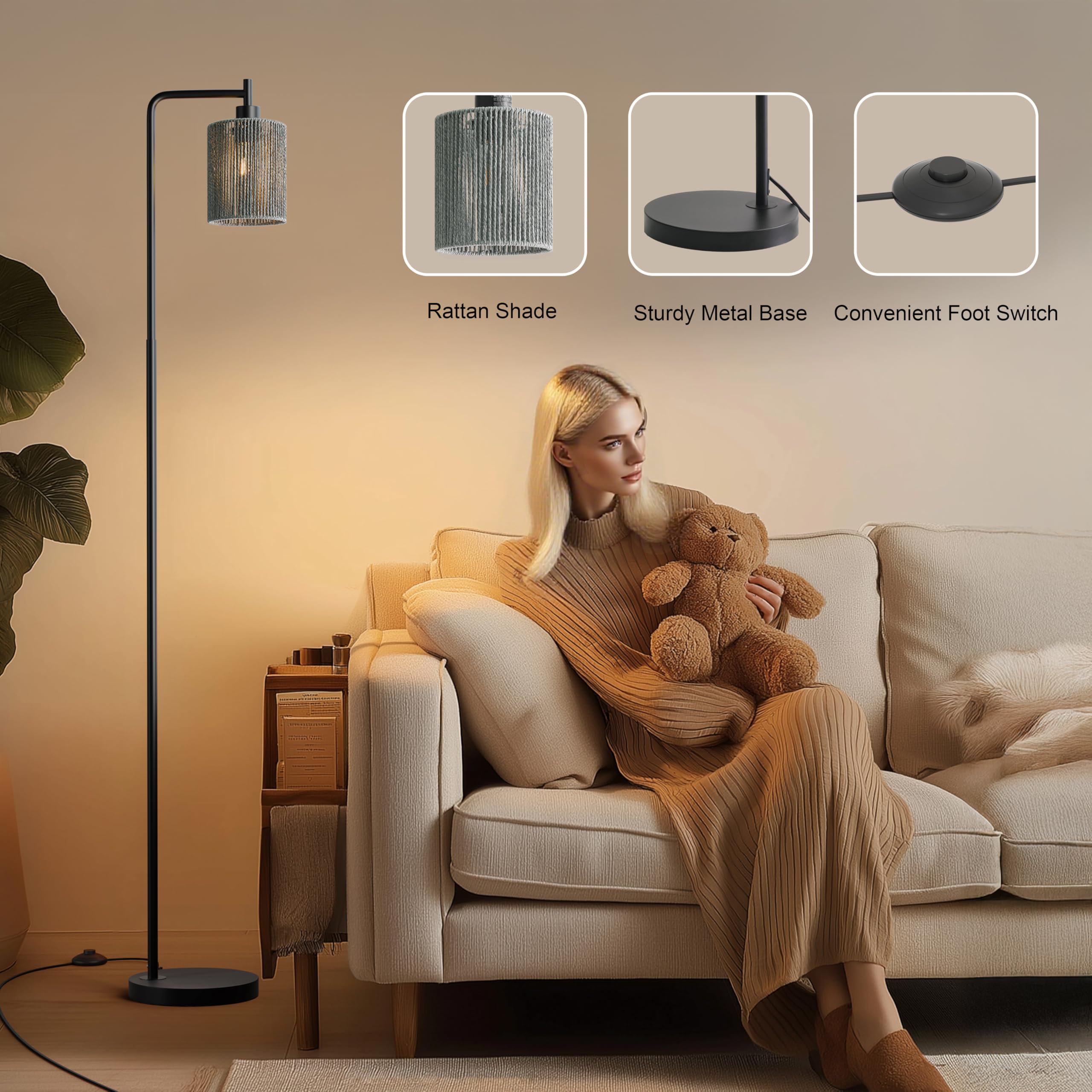Oneach floor lamp foot switch enables easy hands-free control