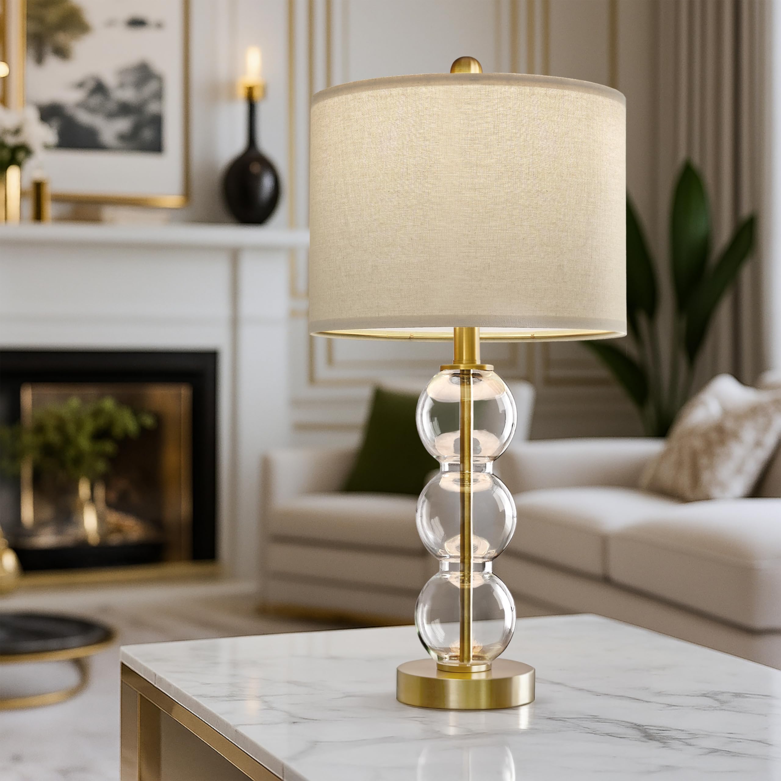 Oneach linen shade diffuses soft light for cozy bedrooms.