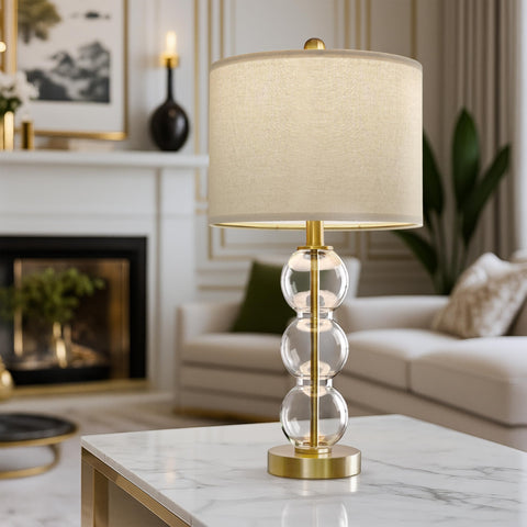 Oneach linen shade diffuses soft light for cozy bedrooms.
