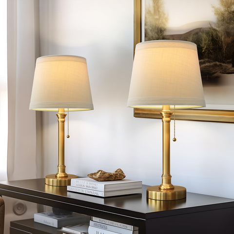 Oneach modern gold brass table lamp with shade adds elegant decor and soft ambient lighting.