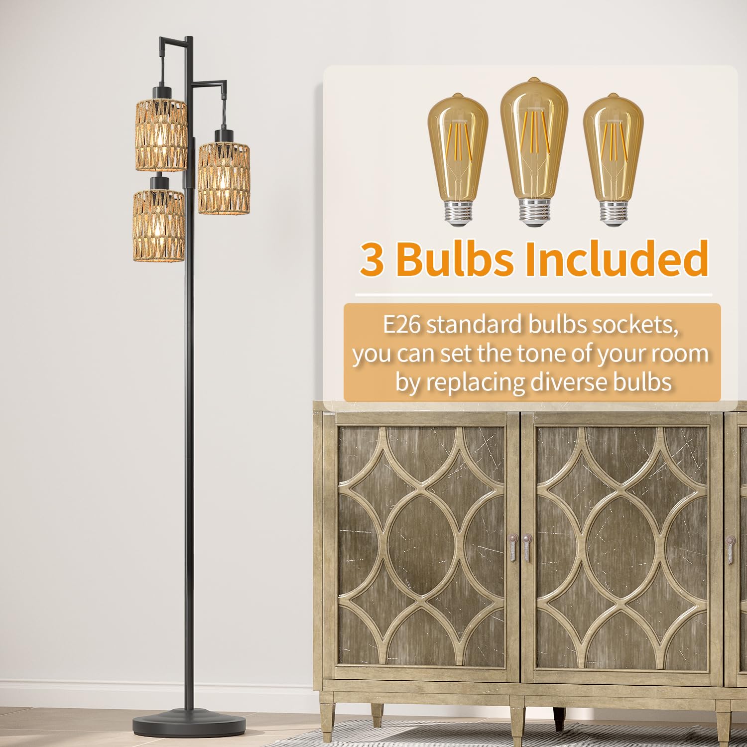 Included three 4W 3000K bulbs delivering warm, steady illumination