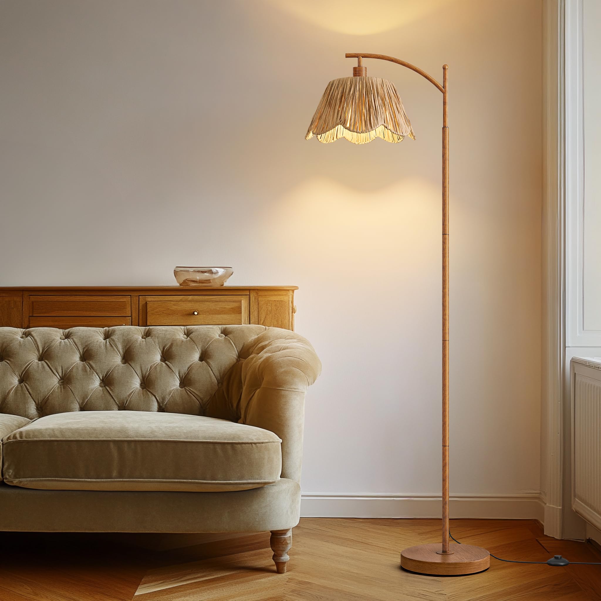 Oneach walnut base and pole detail showcasing sturdy modern design.