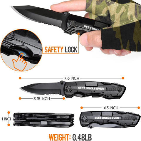 ONEAGE Best Uncle Ever multitool can opener in action for camping meals